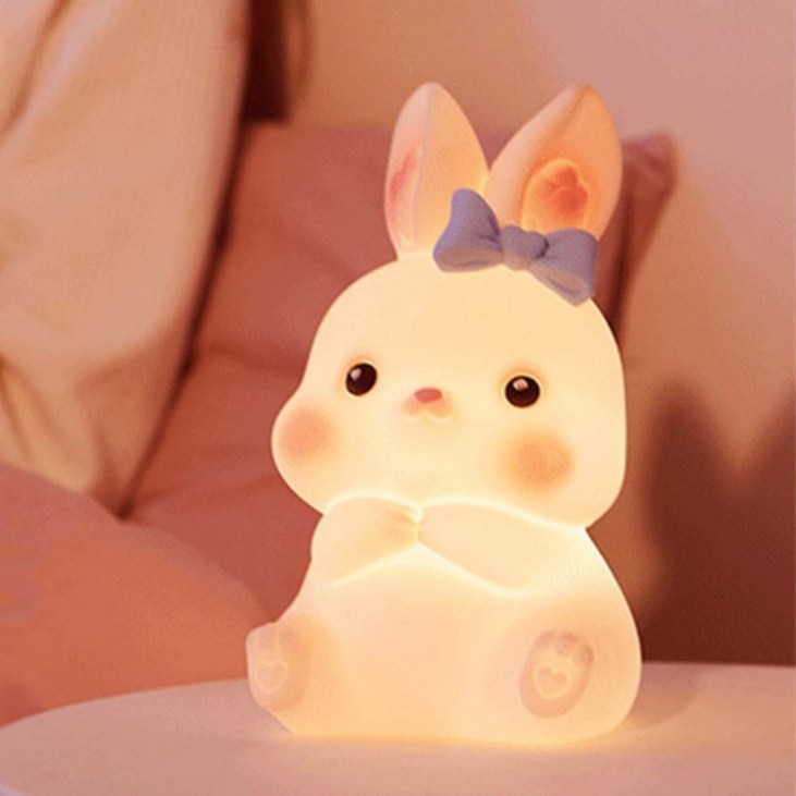 헤이루미 볼빨간 토끼 실리콘 LED 무드등, 화이트 - 쇼핑뉴스