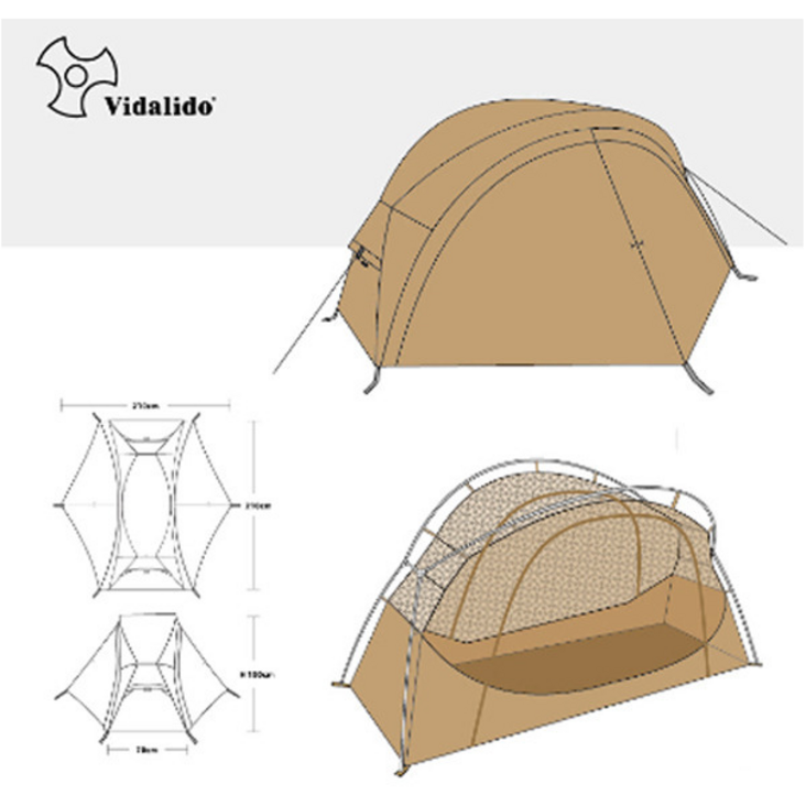 비달리도 코트텐트 솔캠 경량 텐트 야전침대 텐트 백팩킹 쉘터 1인용 텐트