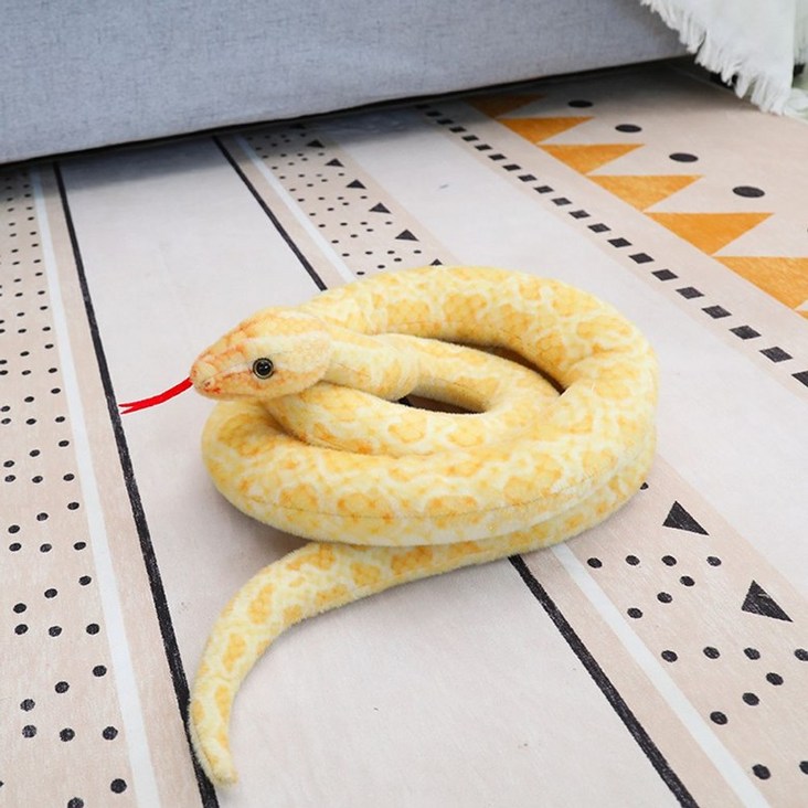 구렁이 뱀인형 대형 2미터 3미터 귀여운 아나콘다 봉제인형, 200cm 옐로우, 뱀