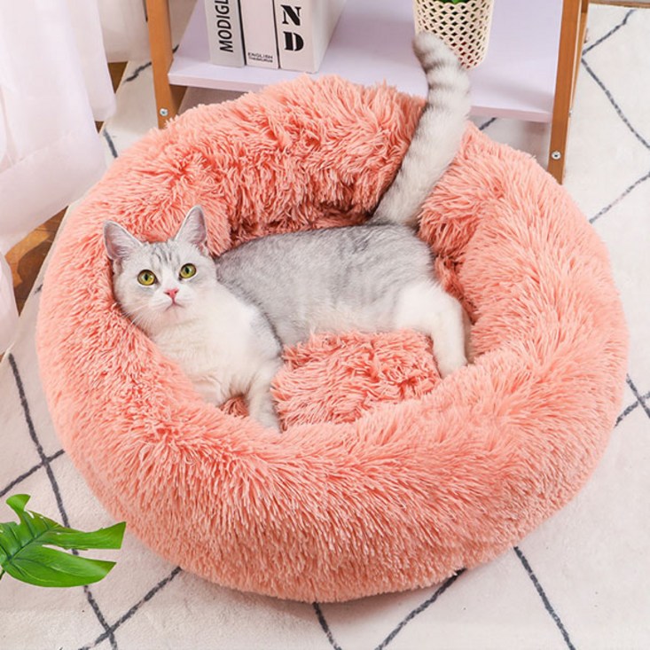 미스터킴 강아지 도넛 마약 방석 고양이 대형 쿠션 60cm, 브라이트핑크