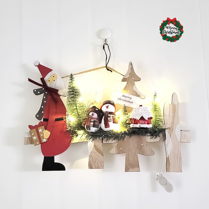 전구 산타 눈사람 가랜드 건전지형,오너먼트,크리스마스트리,장식,크리스마스리스,, 단품 20230608