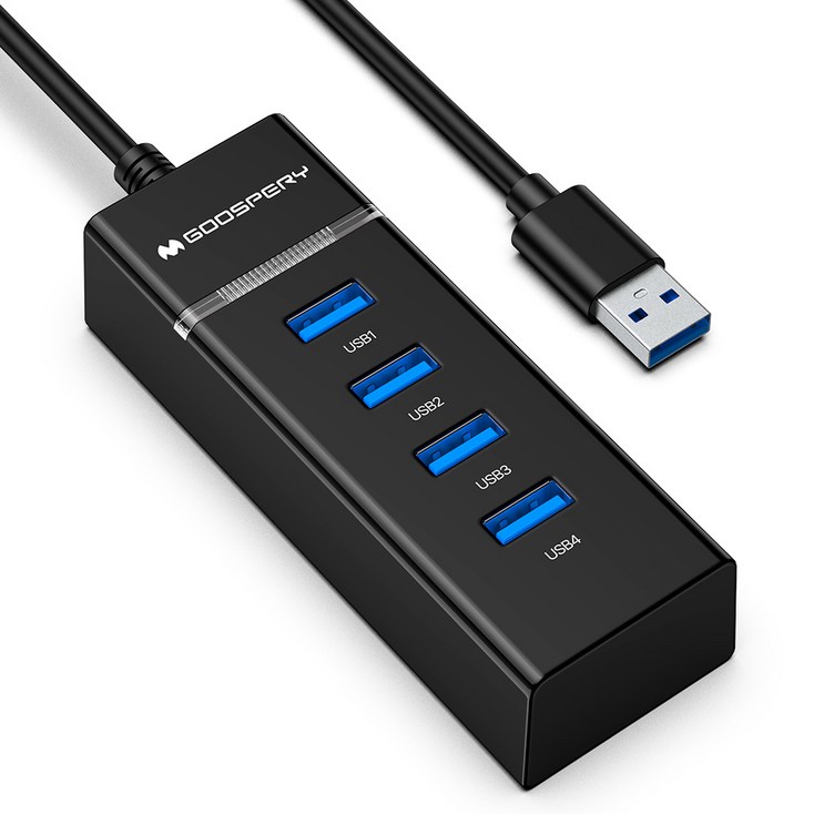 구스페리 USB 3.0 4포트 멀티허브 무전원, 블랙, 1개