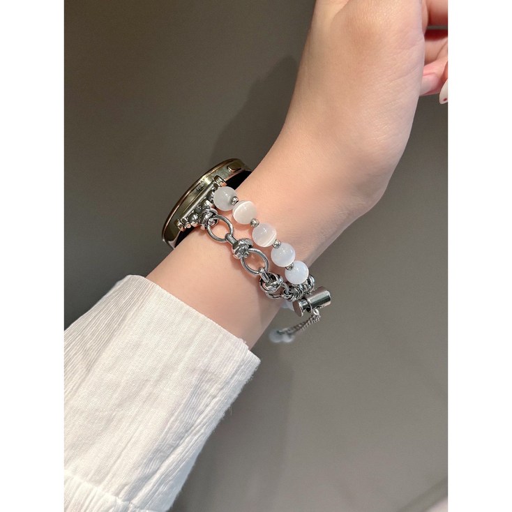 이스타프로 갤럭시워치 호환 진주 스트랩, 실버화이트, 1개