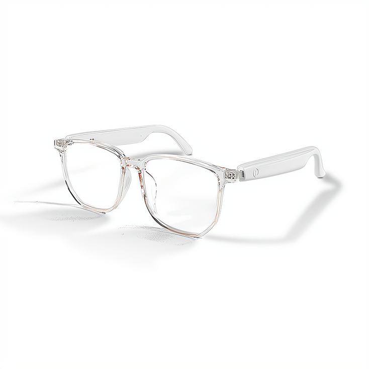 BiiYou 블루투스 안경 5.3 블루투스 무선 이어폰 통화 소음 감소 방수 아웃도어 블루투스 스마트 안경 내장 마이크 장착, 투명 렌즈