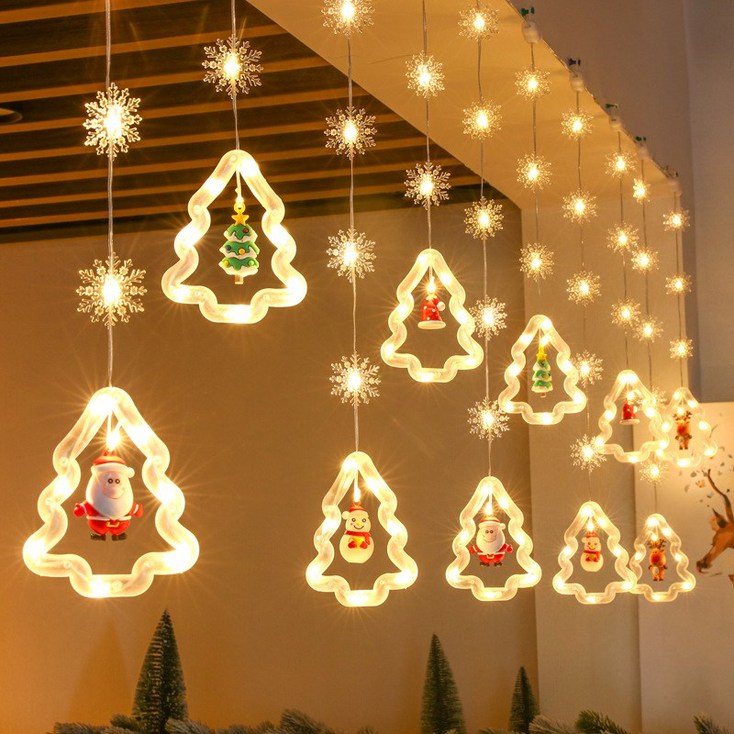 크리스마스 반짝이 아이스바 램프 성탄절 장식 링 전구 LED 조명 5V 따뜻한 백광등, 트리모양