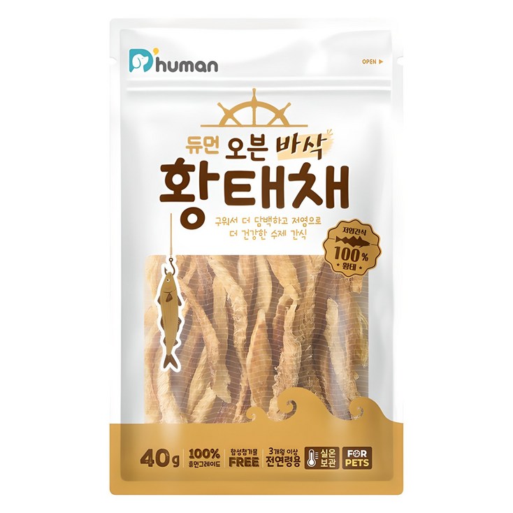 듀먼 강아지 오븐 바삭 저염 수제간식, 황태, 40g, 1개 듀먼 강아지 오븐 바삭 저염 수제간식, 황태, 40g, 1개