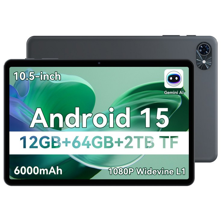 TABWEE 태블릿 12GB64GB 2TB확장 6000mAh Android15 10인치  HDIPS 디스플레이 WiFi6  듀얼스피커 GMS인증 학습용