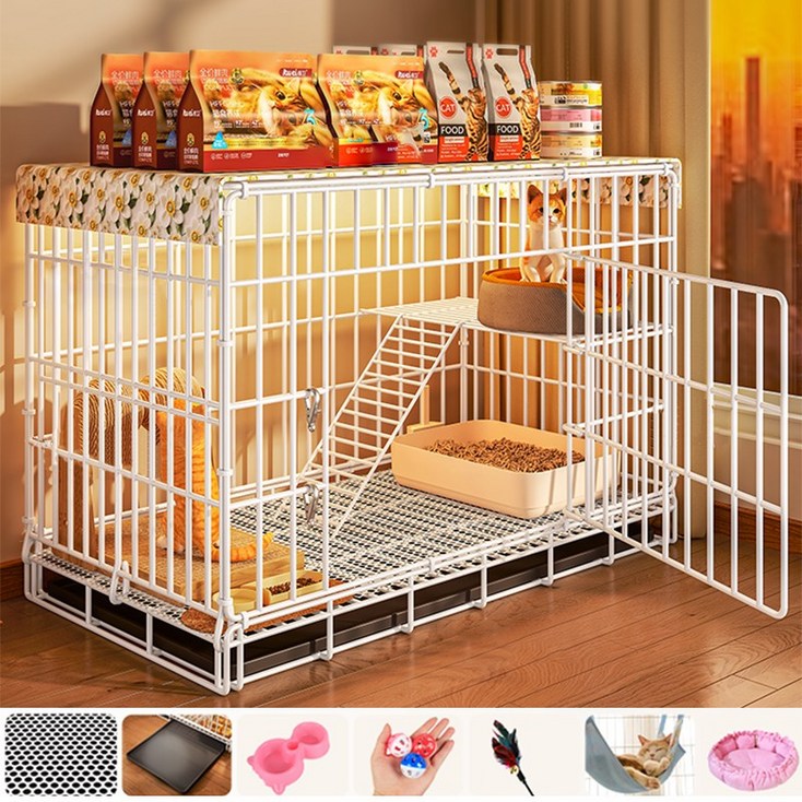 YUMDE 철창 고양이 케이지 케이지집 강아지 하우스 2단