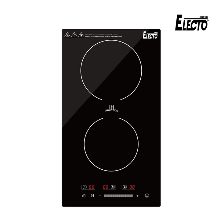 엘렉토 2구 인덕션 전기레인지 매립겸용 HJD3300 블랙 세로형
