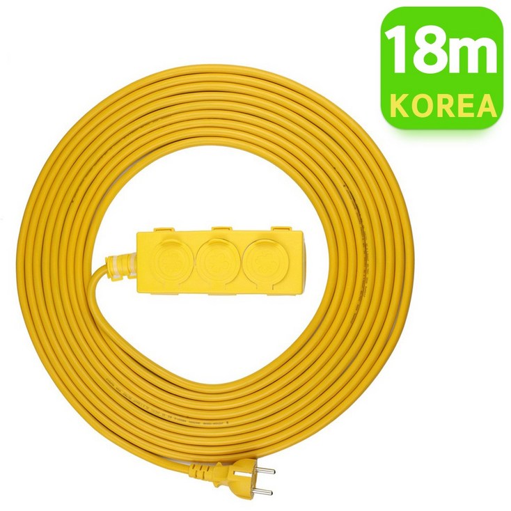 IT 산업용 캠핑 전기 코드 연장선 리드선 멀티탭 3구 10호 20호 30호 50호, 1개, 18m IT 산업용 캠핑 전기 코드 연장선 리드선 멀티탭 3구 10호 20호 30호 50호, 1개, 18m