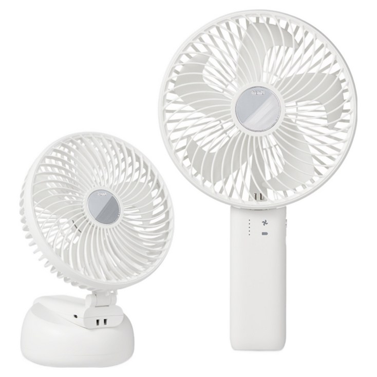 프롬비 윈드스핀 빅팬 휴대용 탁상용 겸용 폴더블 선풍기 손선풍기 FB150, 스노우화이트본품크래들 SET