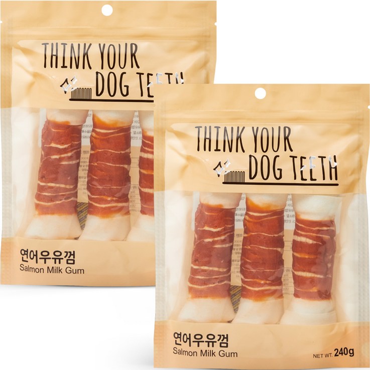 강아지 Think your dog teeth 연어우유껌 대형 240g 3p 강아지 Think your dog teeth 연어우유껌 대형 240g 3p