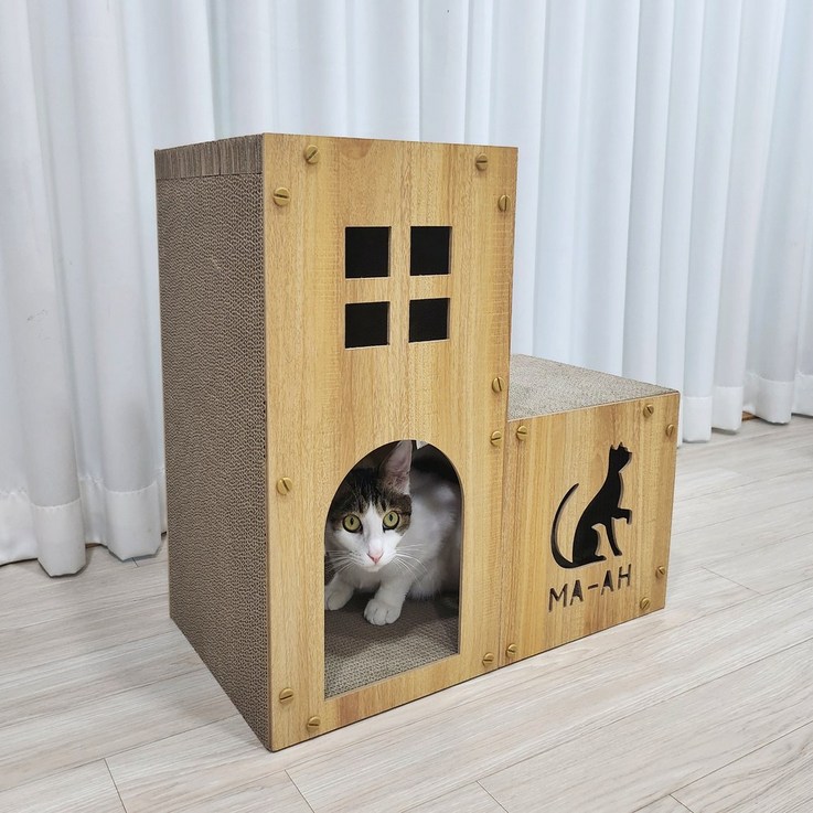 MAAH 고양이 계단 숨숨집 수직 스크래쳐, 1개, 우드 MAAH 고양이 계단 숨숨집 수직 스크래쳐, 1개, 우드