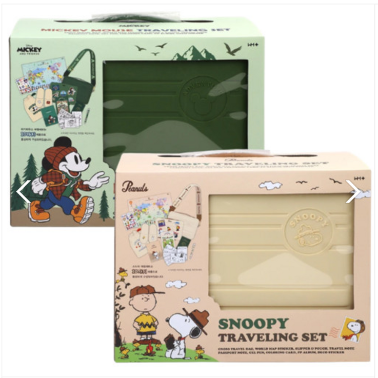 디즈니 캐릭터 스누피 미키마우스 어린이 여행용 가방 세트 다용도 미니 캐리어