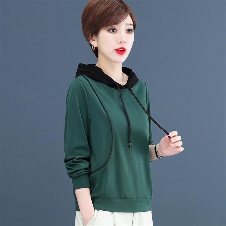 besteffie 여성 가을 봄 후드티 코튼 중년여성의류 루즈핏 무지 풀오버 캐주얼 긴팔 상의 2컬러 K88 besteffie 여성 가을 봄 후드티 코튼 중년여성의류 루즈핏 무지 풀오버 캐주얼 긴팔 상의 2컬러 K88