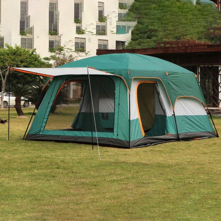코코프 캠핑용 휴대용 초대형 패밀리텐트 글램핑 천막 투룸 장박용 거실형, 812인용특대형, 그린