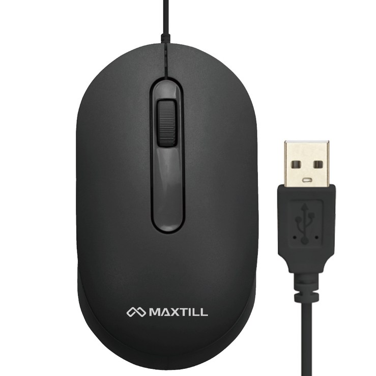 맥스틸 USB 저소음 유선 마우스 MO-M303U, MO-303U, 블랙