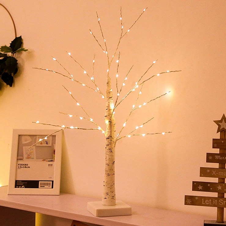 osshop LED 거실 무드등 나무 조명 인조 자작나무 라이트 카페 감성 건전지형 캠핑 인테리어 조화  개업 선물 크리스마스 트리 60cm 120cm 150cm 180cm