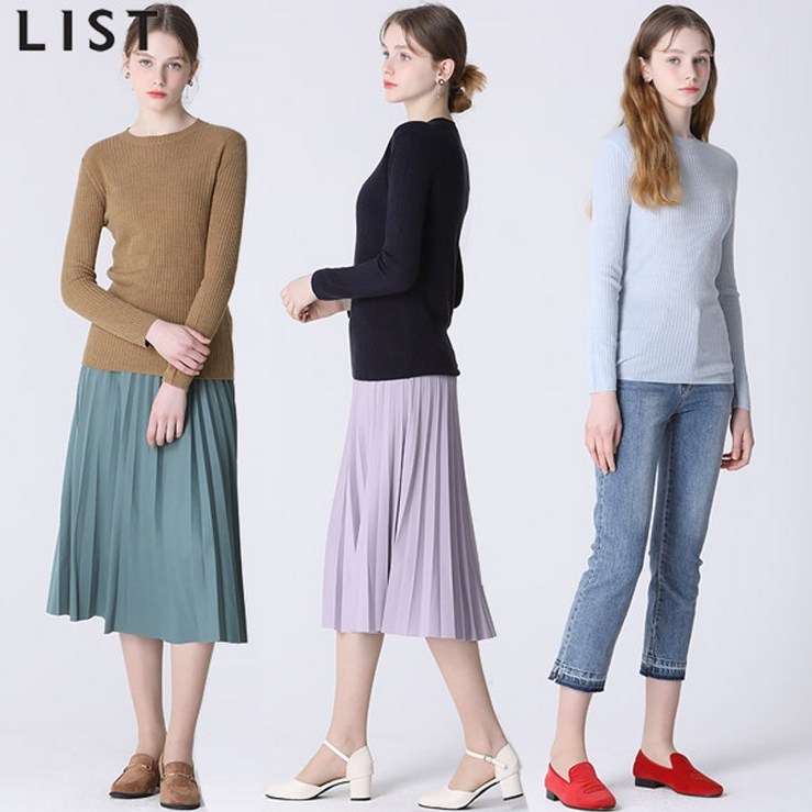 리스트 라운드넥 골지 니트 풀오버TSKPOL52550LK