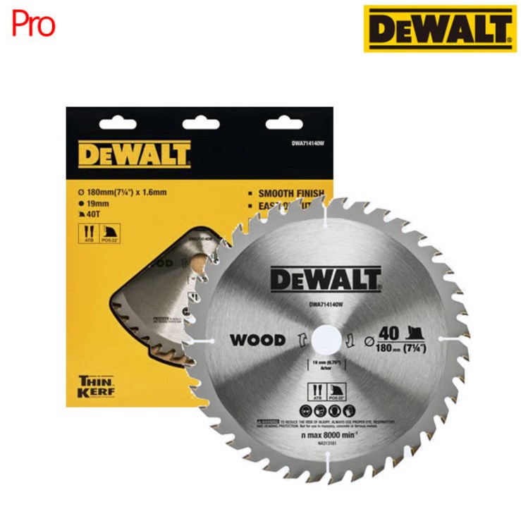 디월트 씬 커프 DWA714140W 원형 톱날 목재 목공 180mm 7인치 40T