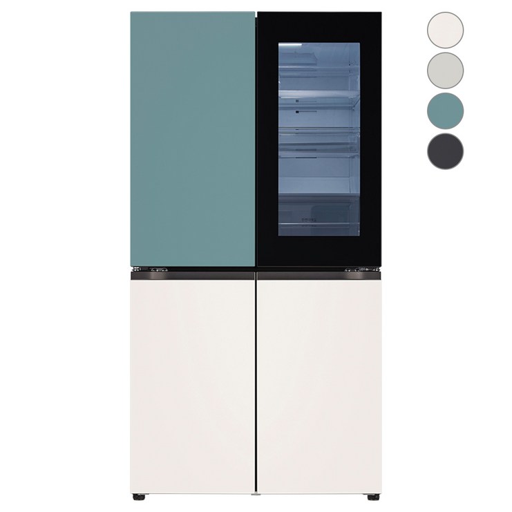 색상선택형 LG전자 디오스 오브제컬렉션 노크온 4도어 냉장고 메탈 870L 방문설치, T873MTE312, 클레이민트상, 베이지하