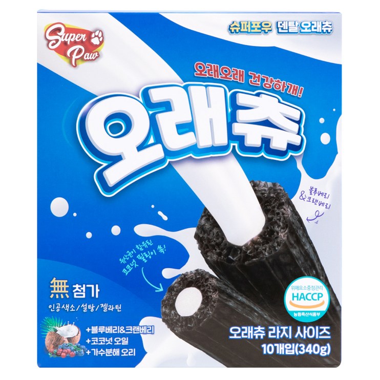 슈퍼포우 오래츄 강아지 덴탈껌 라지 10p, 오리맛, 340g, 1박스