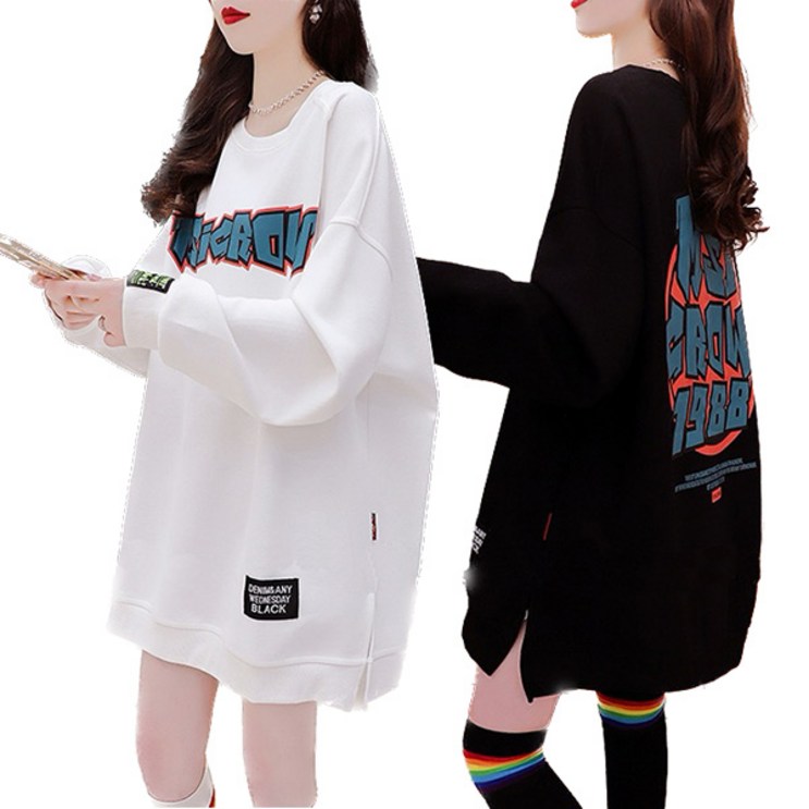 세인트이브 TC398317 11 박시 프린팅 여성 맨투맨