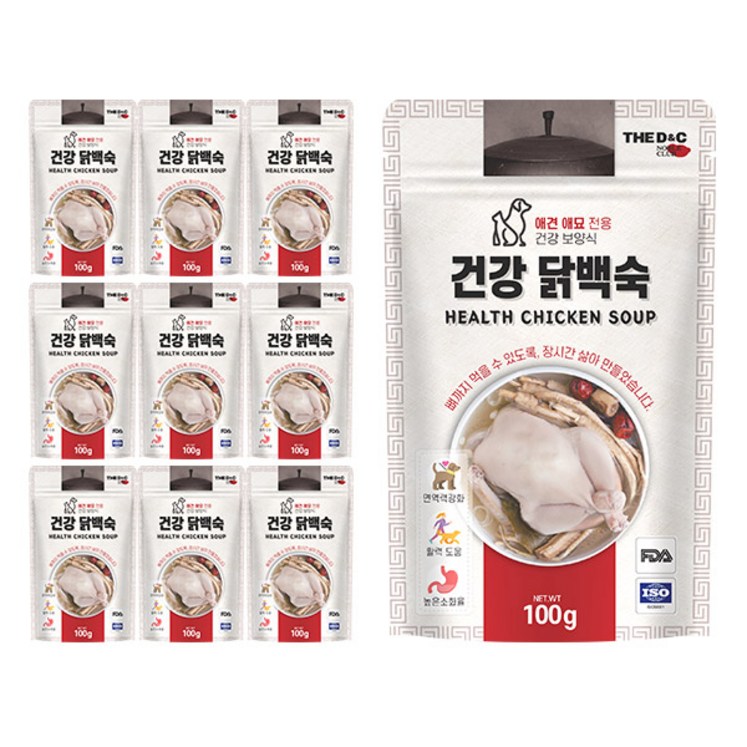 더디앤씨 건강 강아지간식 파우치 100g, 닭백숙, 10개 더디앤씨 건강 강아지간식 파우치 100g, 닭백숙, 10개