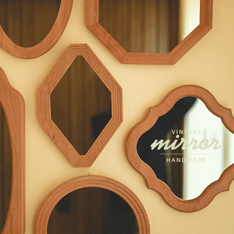 블리스아토 원목거울 빈티지거울 디자인 카페 인테리어 벽거울, 브라운 F