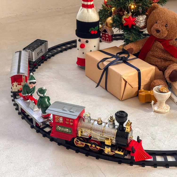 캐롤 음악 기능 움직이는 요정 크리스마스 기차 트리 장식 소품 어린이 장난감 선물 KC인증완료