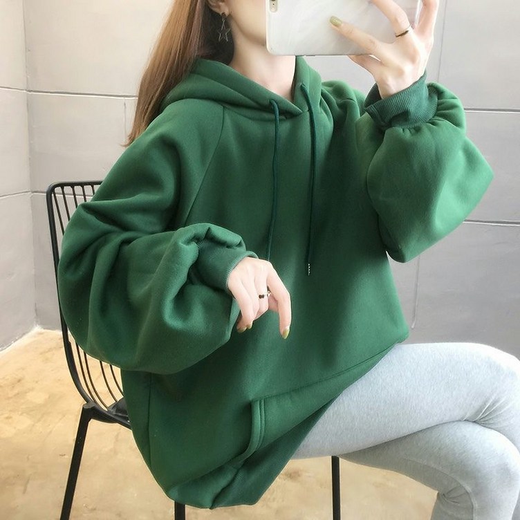 큐랑 면 오버핏 심플 기본 후드티