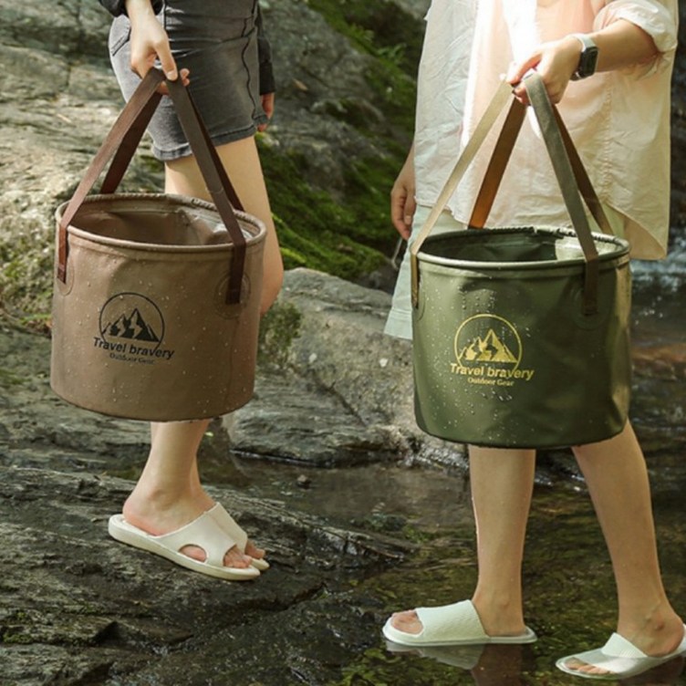 캠핑설거지통 다용도 방수 접이식 휴대용 20L, 베이지