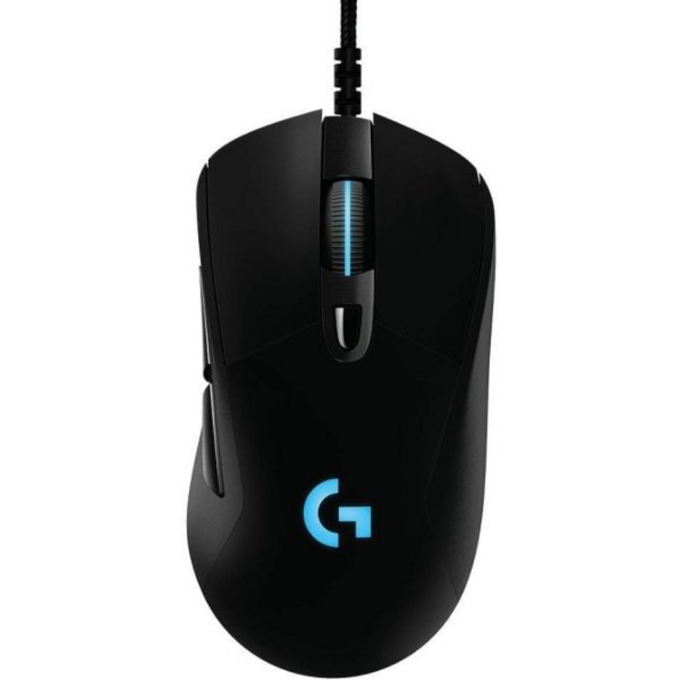 로지텍 G403 히어로 25K 게이밍 마우스, 라이트싱크 RGB, 경량 87G10G 옵션, 편조 케이블, 25, 600 DPI, 고무 사이드 그립, 블랙, 4.9 x 2.7 1., 단일색상, 단일상품