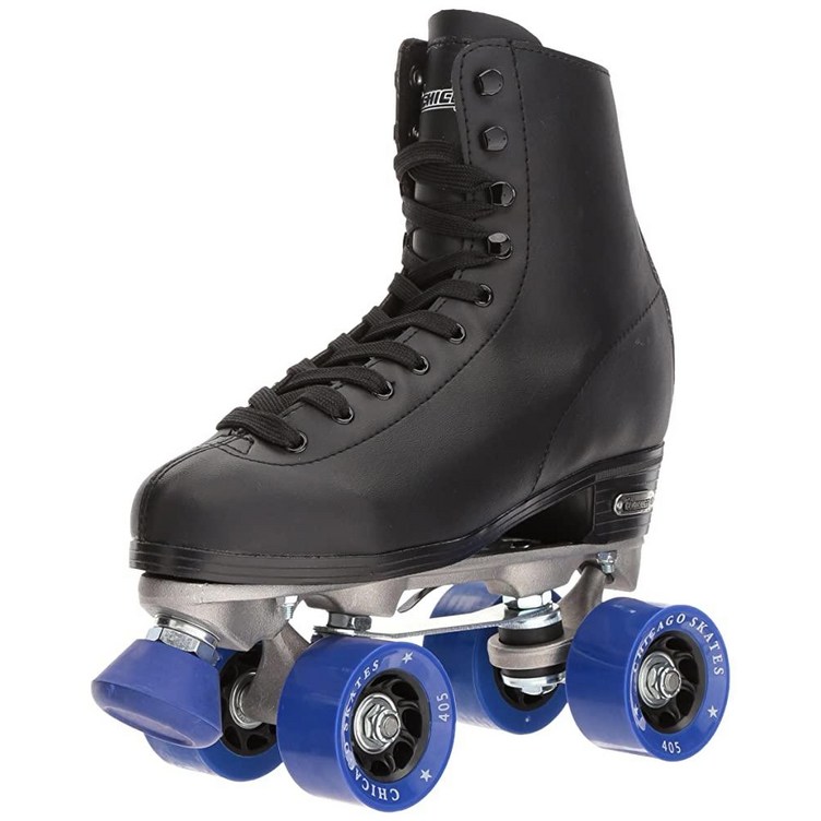 Chicago Skates 남성용 클래식 롤러 스케이트 프리미엄 4 바퀴 링크 검정색, 6