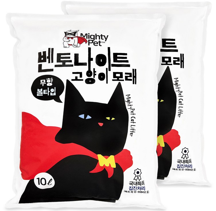 마이티펫 고양이 벤토나이트 화장실모래 응고형, 10L, 2개, 무향 마이티펫 고양이 벤토나이트 화장실모래 응고형, 10L, 2개, 무향