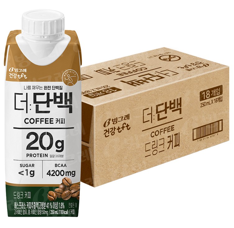빙그레 더단백 드링크 커피 18p, 250ml, 18개