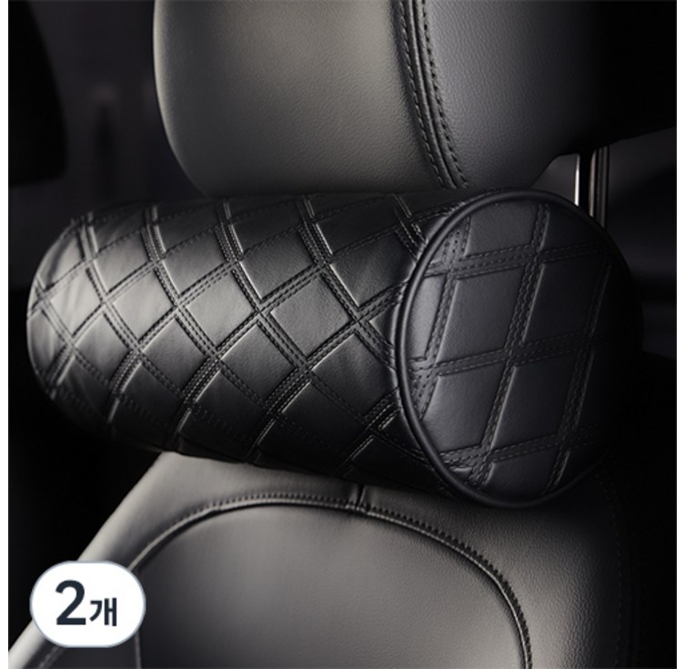 메이튼 프리미엄 메모리폼 차량용 목쿠션, 블랙, 2개