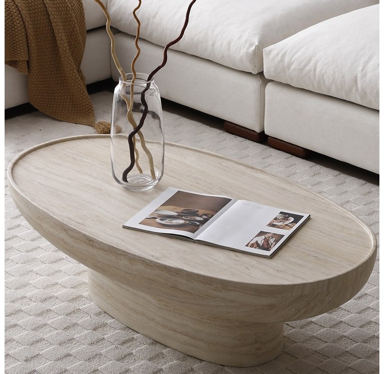 하조이 타원형탁자 유리스틸소재 대리석 무늬 화이트 테이블