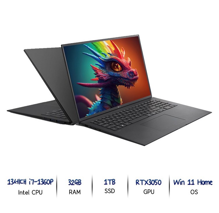 LG 전자 LG그램16 16Z90R i71360P 32GB  1TB  RTX3050 고사양 노트북 WIN11, 16Z90RAADC8U1, WIN11 Home, 32GB, 1TB, 블랙