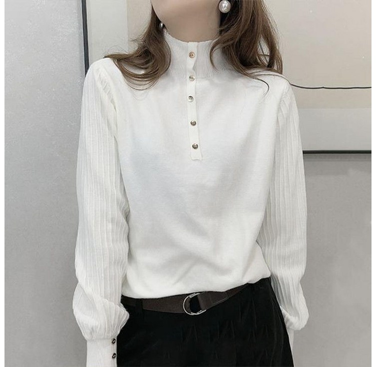 봄 가을 여성 반폴라 니트 빅사이즈 루즈핏 니트티 긴팔 반폴라티 패션 여자 긴팔 목폴라티 CJJ