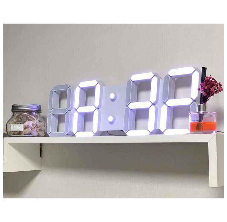 3D 벽시계 대형 LED 시계 사무실 거실 인테리어 집들이 개업 45cm GPS 시간자동설정 단색 화이트 KMG-3DBW, 화이트