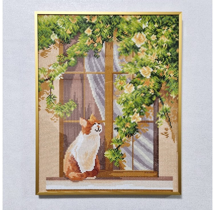 보석십자수 액자 프레임 25×25 30×30 30×40 40×40 40×50 45×60 50×70 알루미늄 17종 십자수 미포함, 라운드 무광 블랙