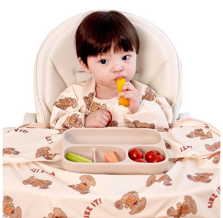 아이주 식탁일체형 이유식 턱받이 긴팔오픈형