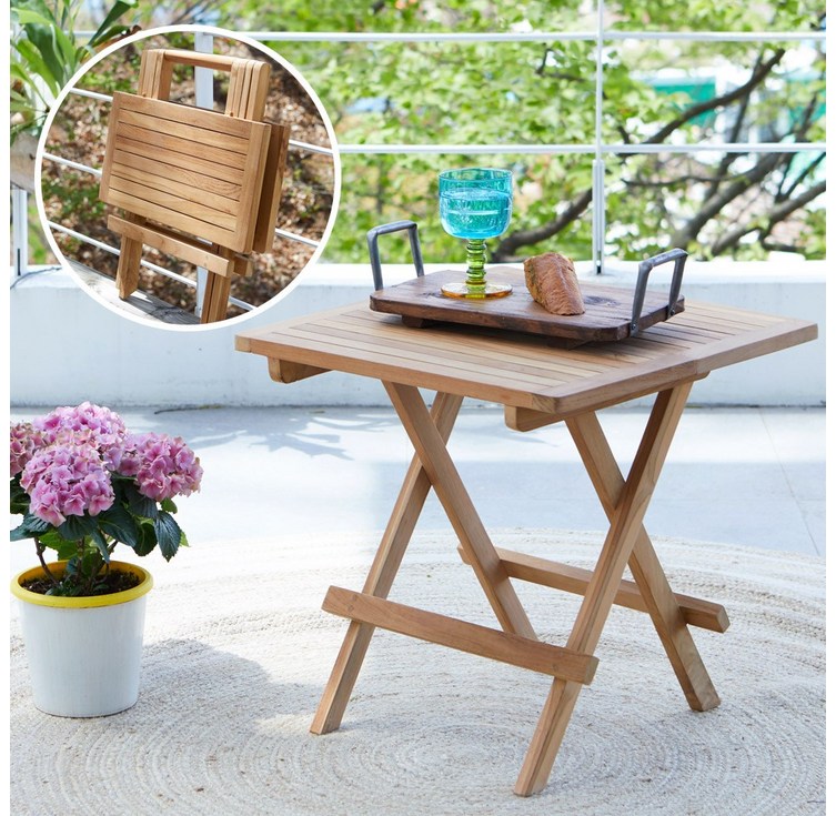 리비니아 야외 캠핑 가구 티크 이젤 원목 접이식 600 테이블