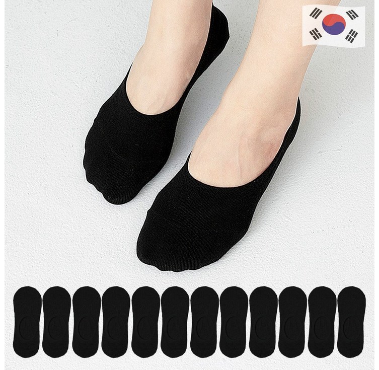 싸다구양말 앞코 뒷코 보강 덧신 여성 남성 벗겨지지 않는 페이크삭스 NO빵구 실속형 12켤레 살균덧신
