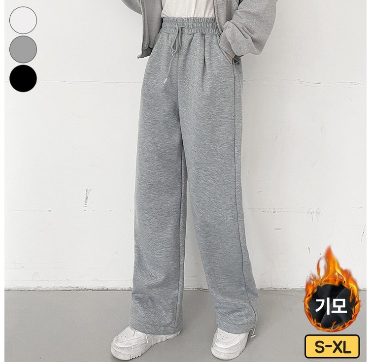 가비진 여성용 포근 기모 숏롱 기장선택 일자조거 투웨이 핀턱 밴딩 기모 트레이닝 팬츠 바지 키작녀 키큰녀 겨울바지 빅사이즈까지