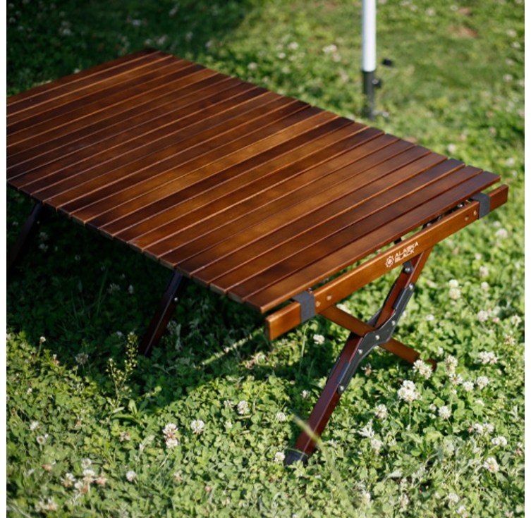 알래스카블랙 캠핑 우드 롤 테이블