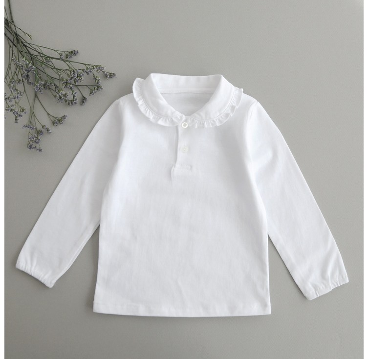 블라우스 여아용 프릴 카라 블라우스 티셔츠