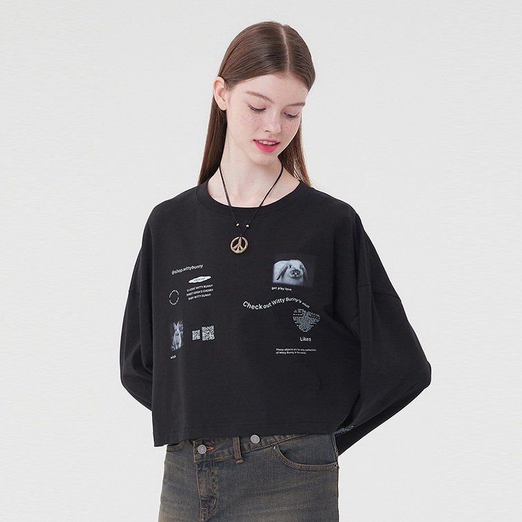 키르시 여성용 WITTY BUNNY LONG SLEEVE TSHIRT