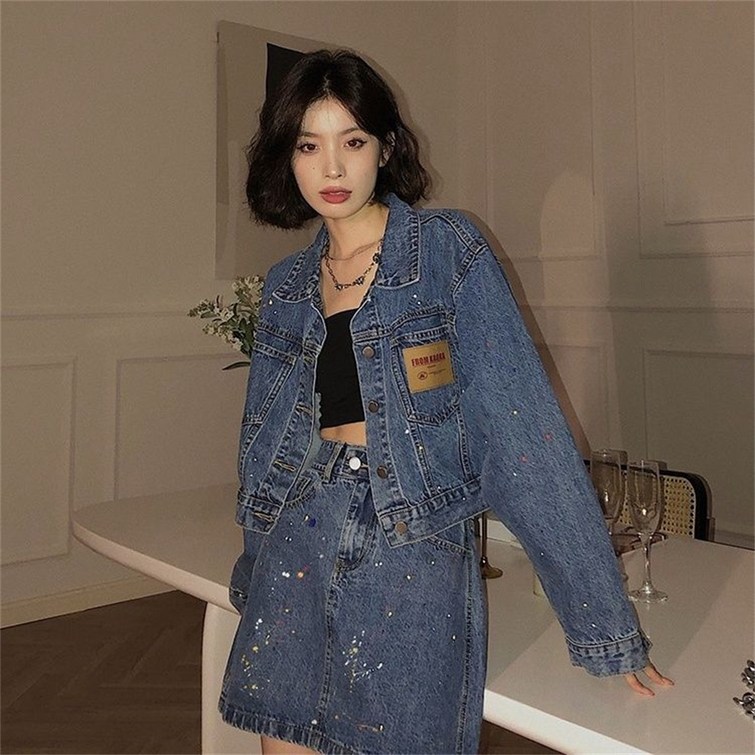 빈티지 데님 자켓스커트 투피스AS2548